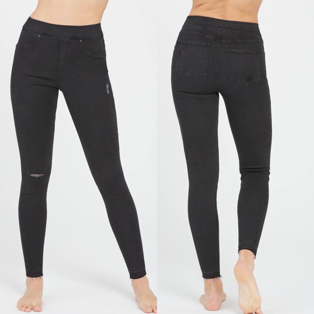 Spanx Vintage Distressed Ankle Skinny Jeans Black Size XS